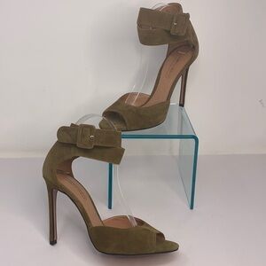 Samuele Failli Sz 8.5 Olive Green Suede Sandals